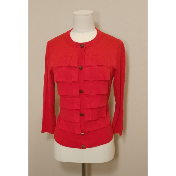 Crimson Oscar de la Renta Cardigan - Picture 5 of 8